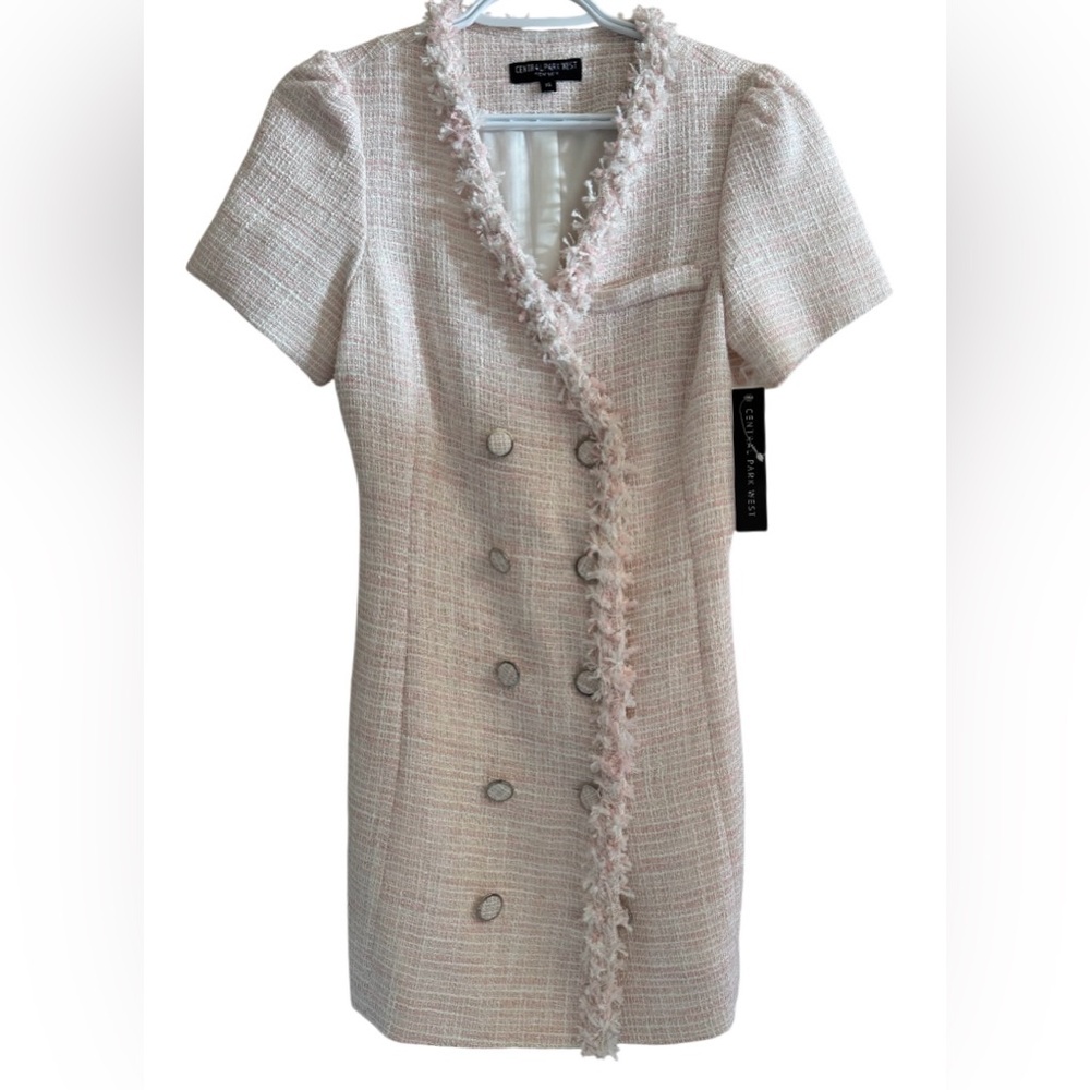 Central Park West Cream Double-Breasted Mini Dress